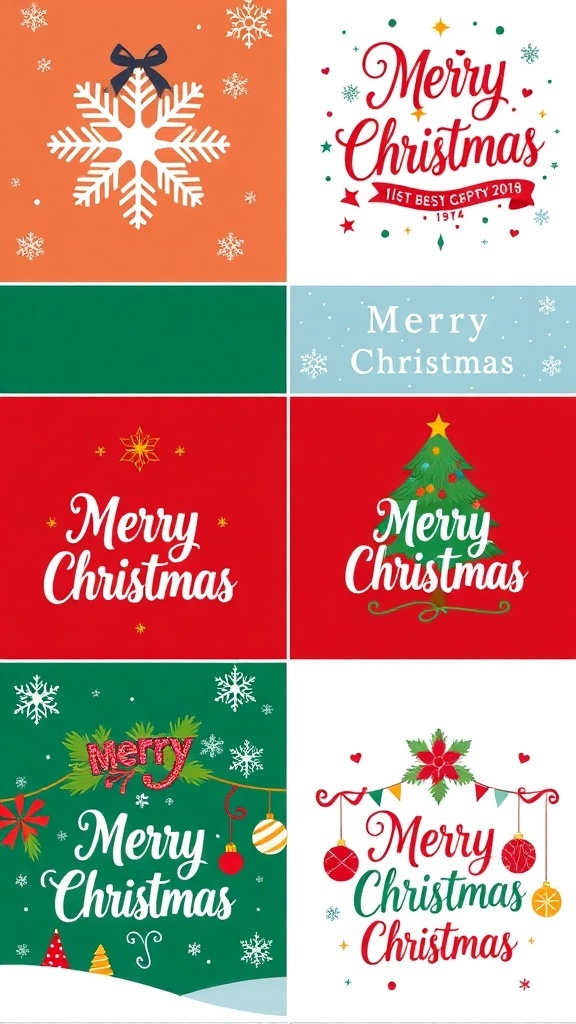 Merry Christmas Card Designs on Zazzle A display of colorful Merry Christmas cards with festive designs and decorations.